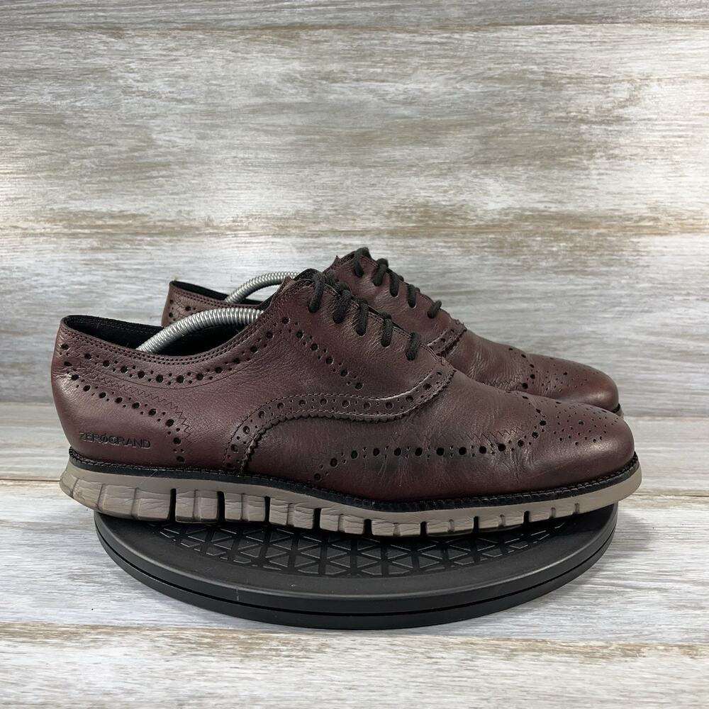 Cole Haan Men’s ZEROGRAND Brown Leather Wingtip Oxfords Size 10.5 - Picture 5 of 11